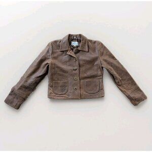 Scully Womens Cropped Leather Jacket Size S – Button Front Rodeo Cowgirl Western